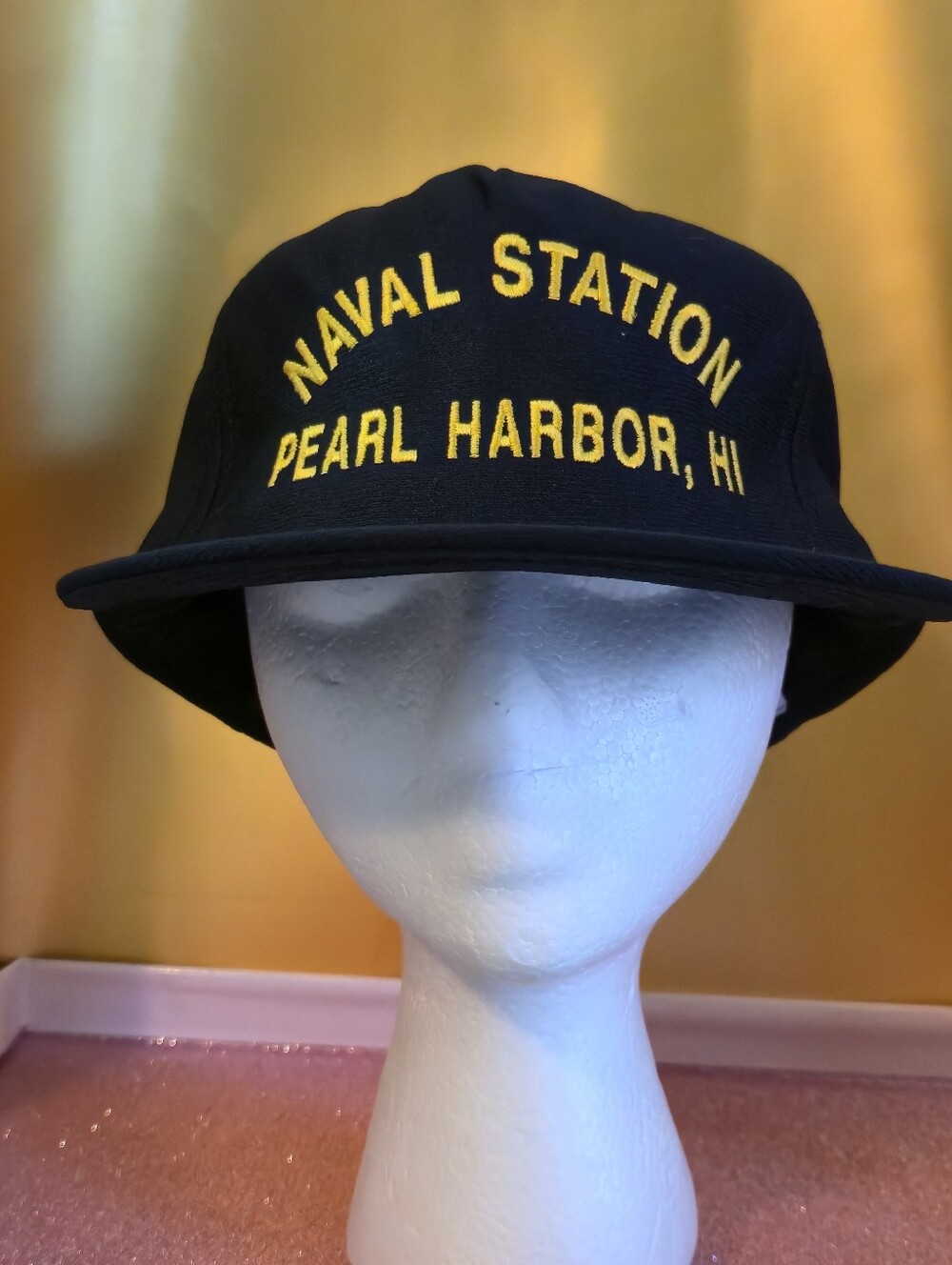 Vintage Naval Station Pearl Harbor HI Hat Eagle Crest USA Made Snapback Cap Navy